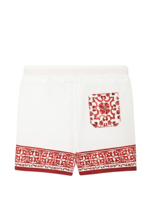 Bermuda neonato Dolce e Gabbana multicolor in piqué con stampa Maiolica Dolce & Gabbana Kids | L1JQV8II7KWIP5DQ